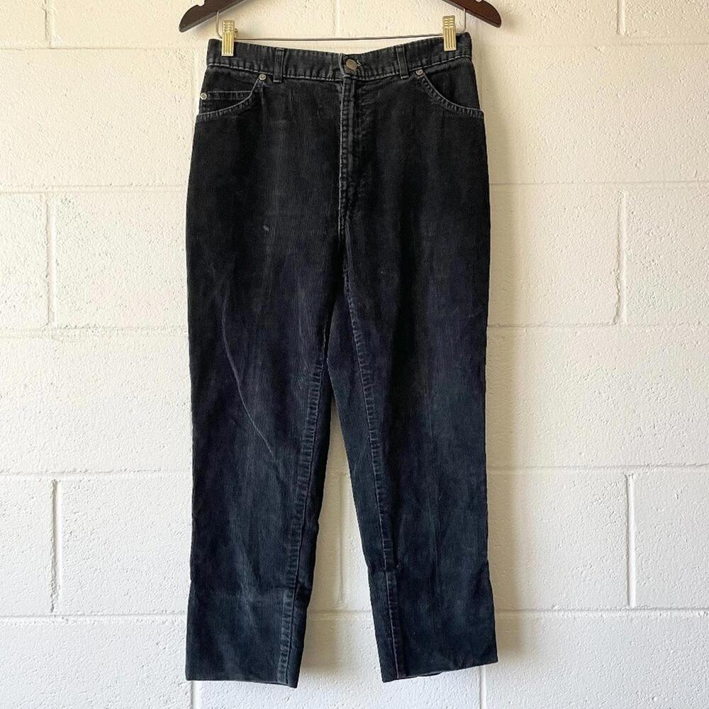 Vintage Chic 80s 90s Retro Made In USA Black Corduroy Jeans Women's Size 11/12